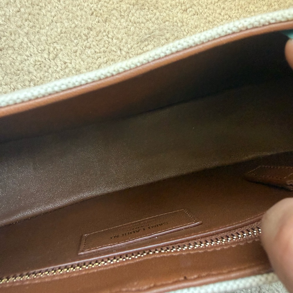 Saint Laurent Cream Canvas Shoulder Hobo with Brown Leather Trim Full Set - Picture 6 of 6